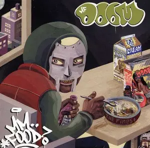 Doom from Marvel sitting in a chair with a bottle of ale in one hand and a spon to a soup that has 'THE Finest' written on it